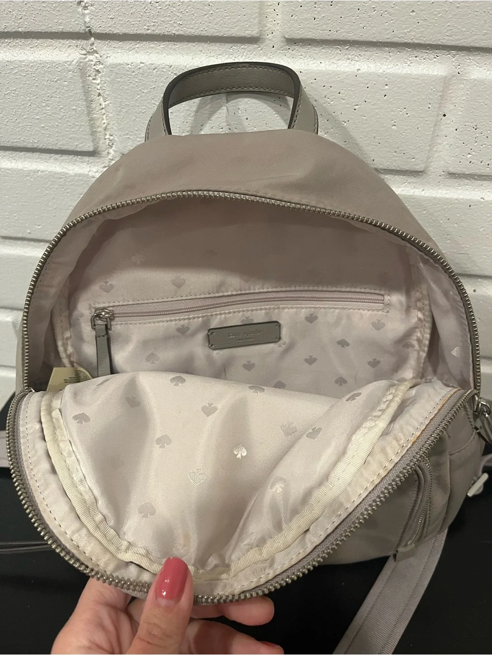 Kate Spade New York Sam Nylon Medium Backpack Beige Taupe Lightweight